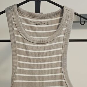 Abercrombie & Fitch Women's Body Suit in Gray and White Stripes